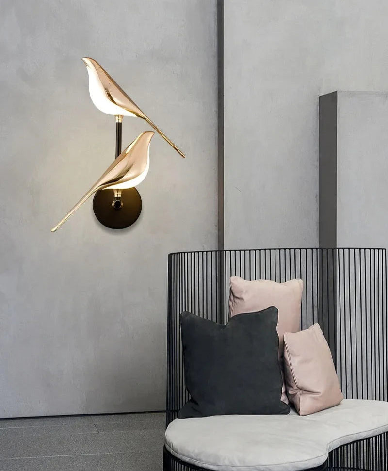 Golden Bird Bedside Wall Lamp