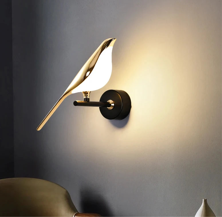 Golden Bird Bedside Wall Lamp