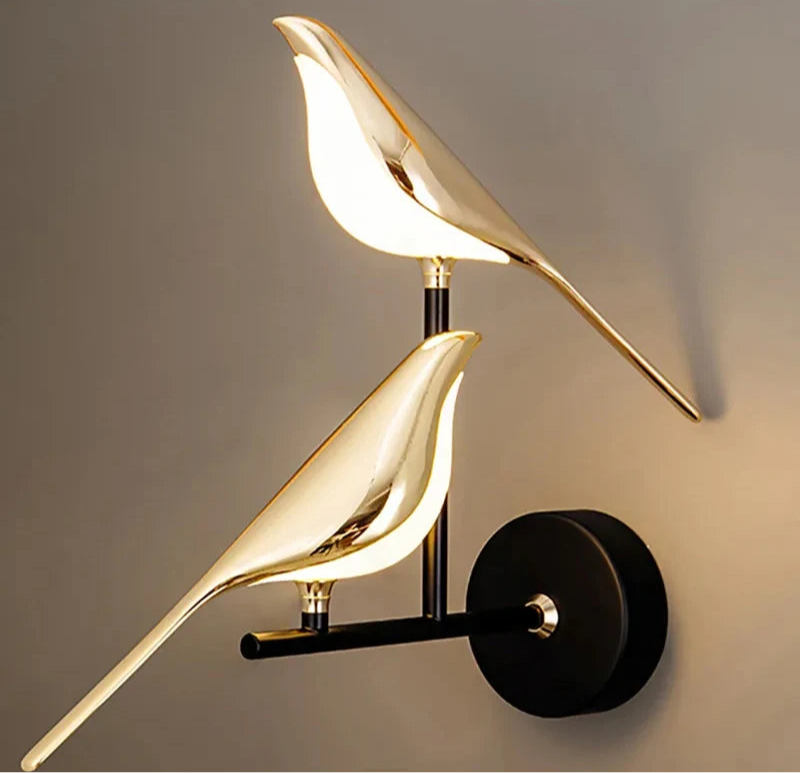 Golden Bird Bedside Wall Lamp