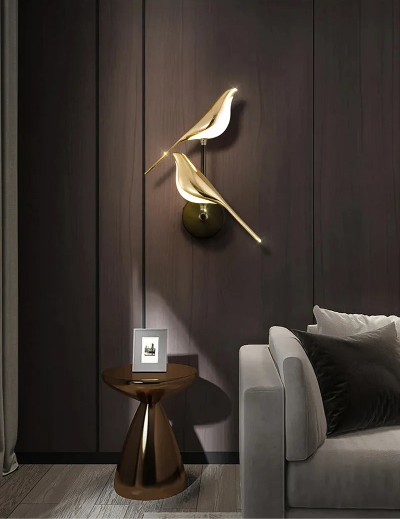 Golden Bird Bedside Wall Lamp