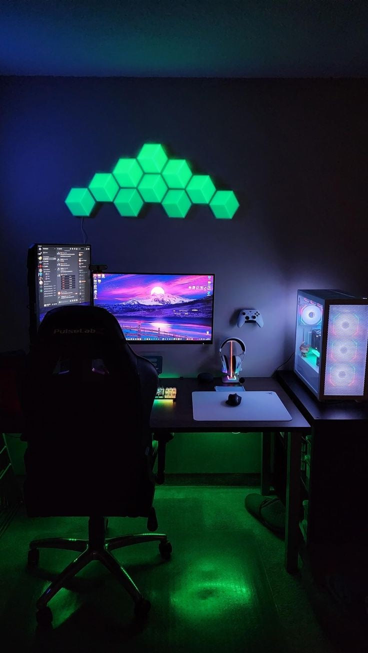 Hexagonal LED Gaming Room Wall Panelling