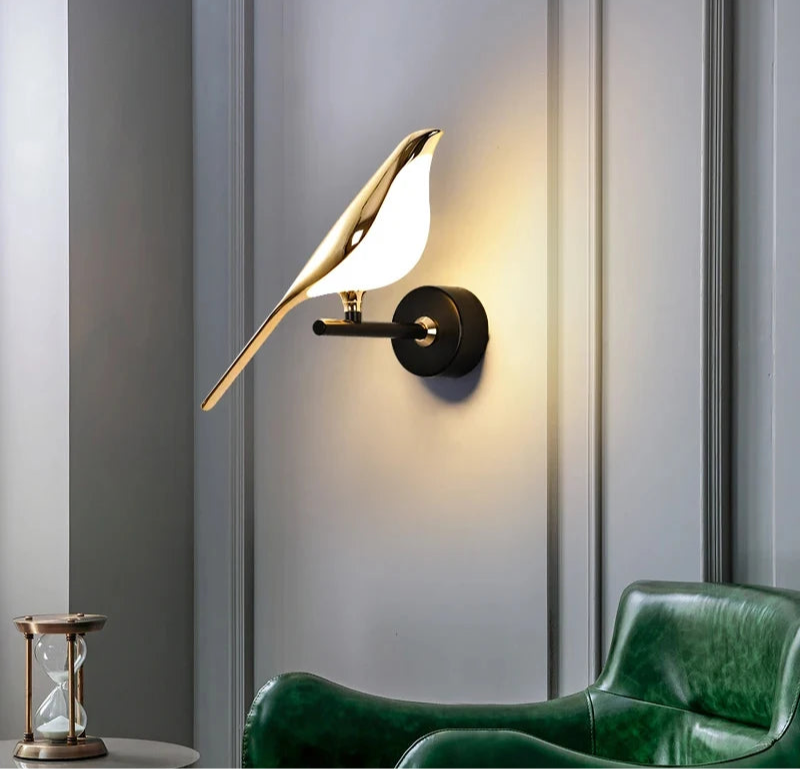 Golden Bird Bedside Wall Lamp