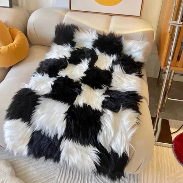 Large Ultra Soft Fluffy Checkerboard Carpet