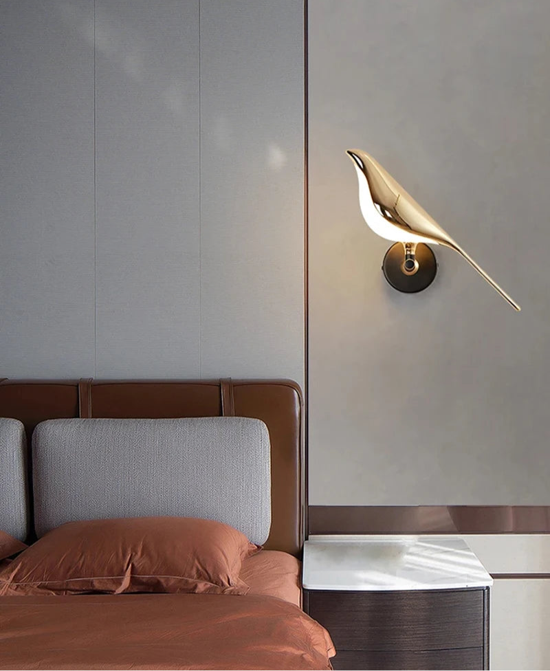 Golden Bird Bedside Wall Lamp