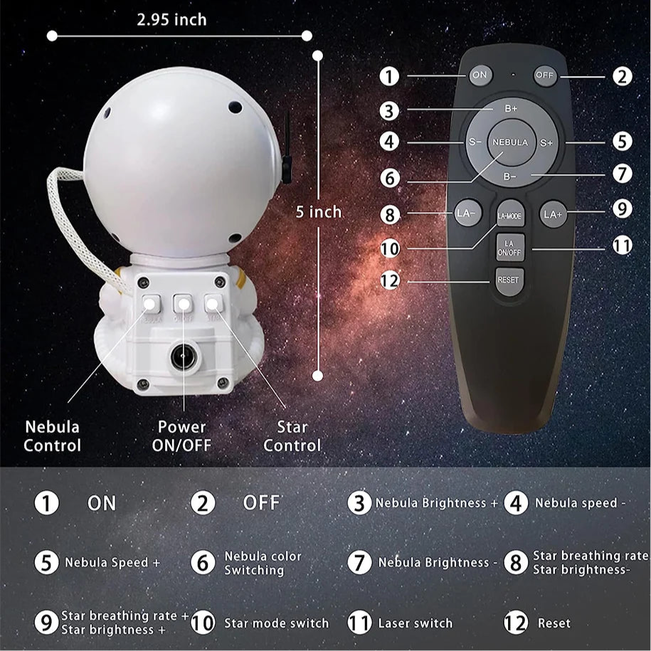 Astronaut Nebula Projector Night Lamp