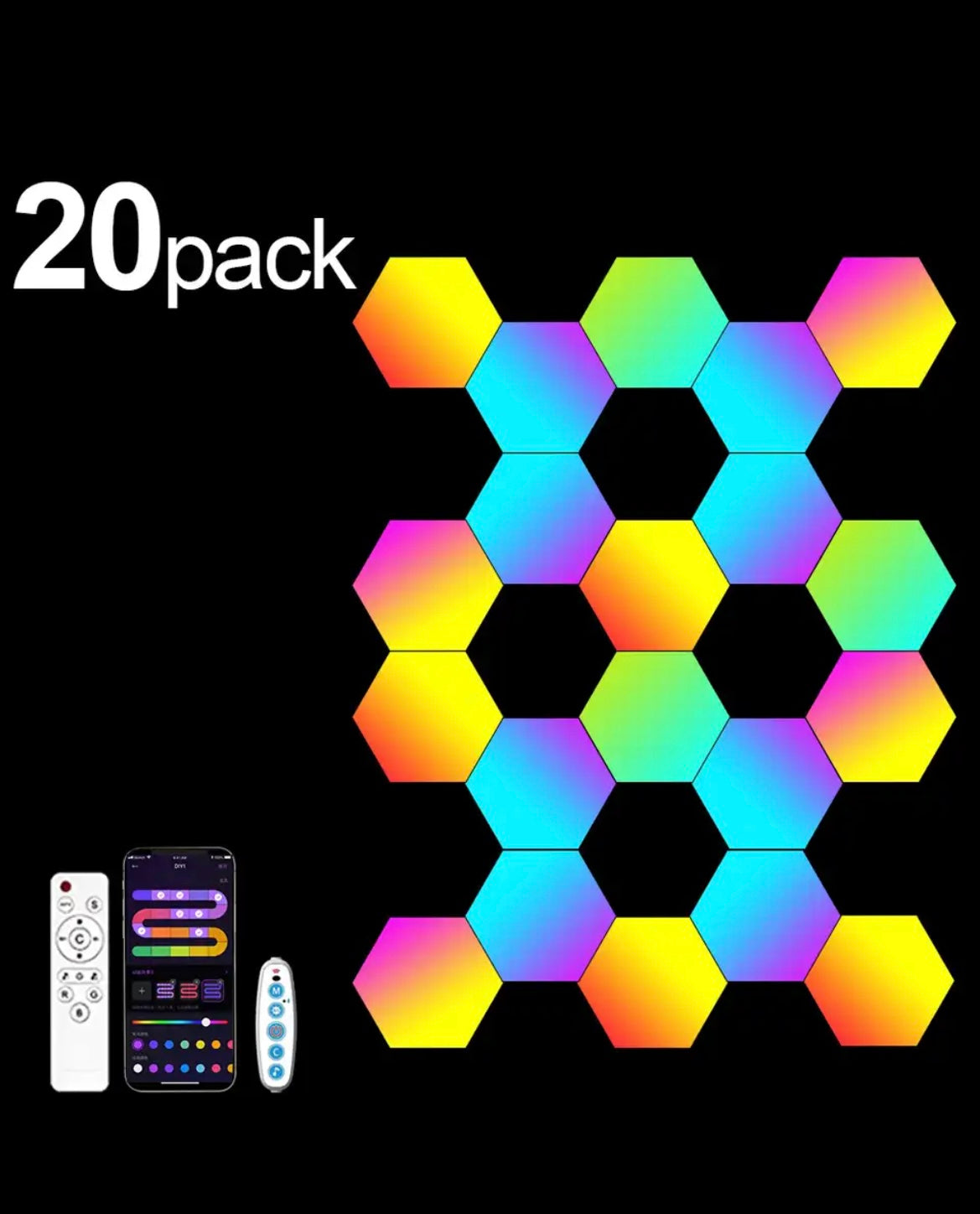 Hexagonal LED Gaming Room Wall Panelling