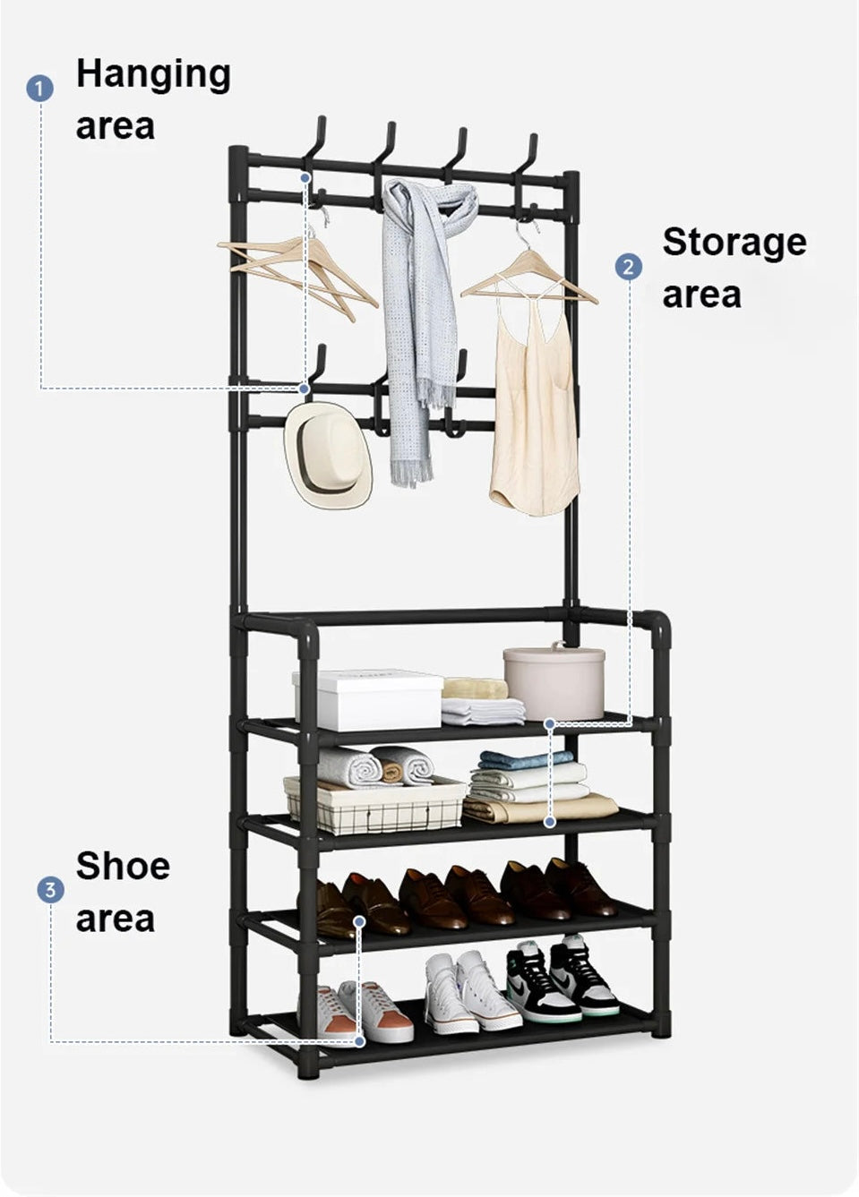 Multi-layer Shoe, Jacket and Hat Rack