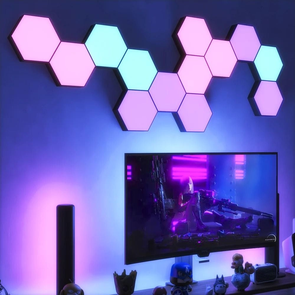 Hexagonal LED Gaming Room Wall Panelling