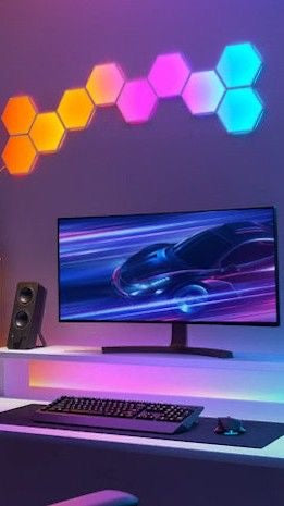 Hexagonal LED Gaming Room Wall Panelling