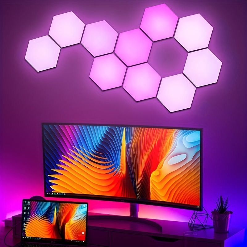 Hexagonal LED Gaming Room Wall Panelling