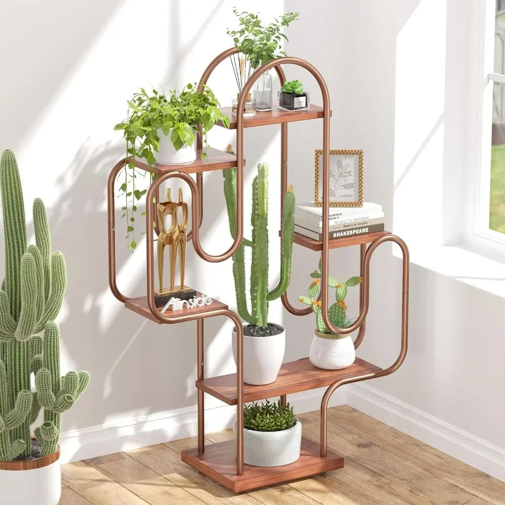 Large Irregular Heavy-Duty Copper Cactus Shelves (6-Tier)