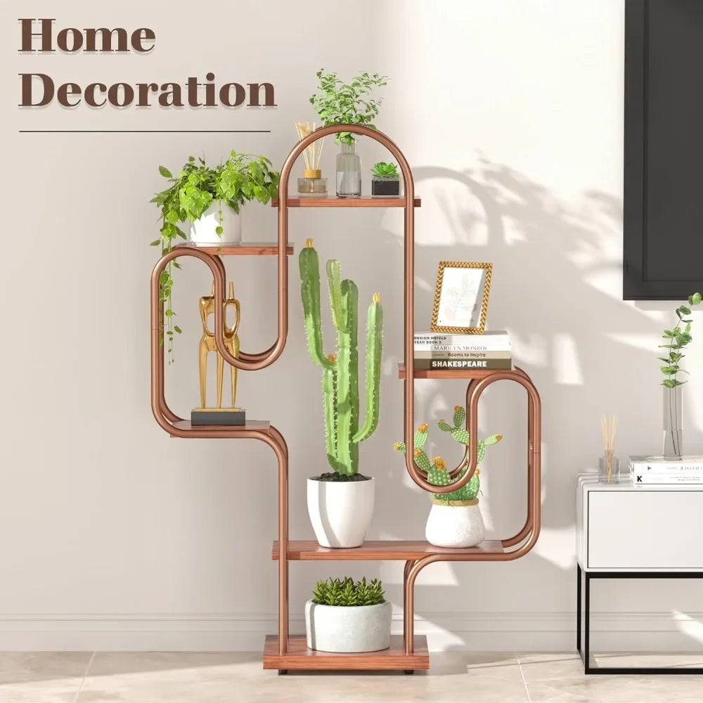 Large Irregular Heavy-Duty Copper Cactus Shelves (6-Tier)