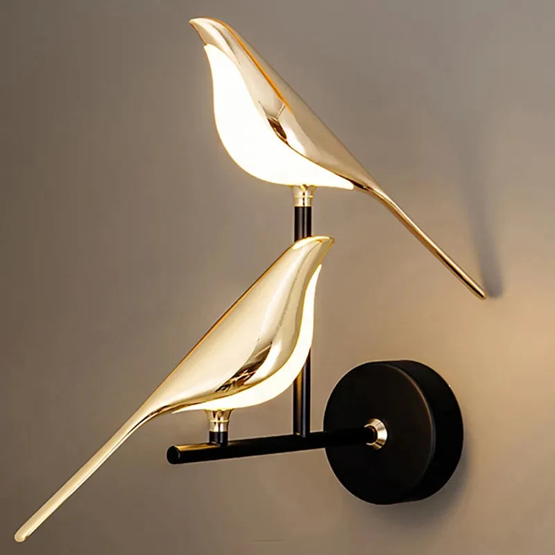 Golden Bird Bedside Wall Lamp