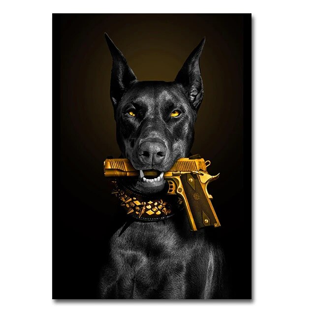 Doberman Gun Canvas Print