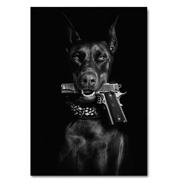 Doberman Gun Canvas Print