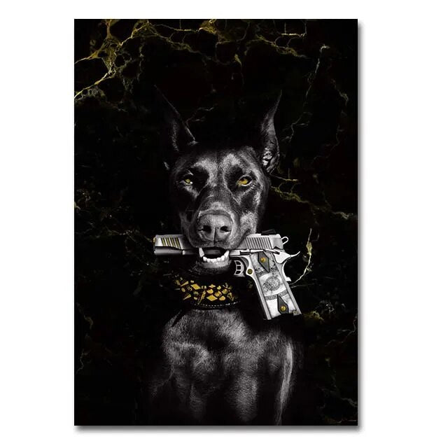 Doberman Gun Canvas Print