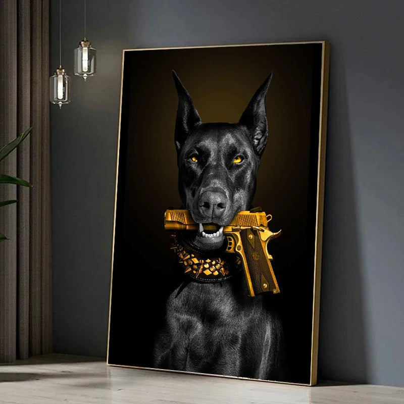 Doberman Gun Canvas Print