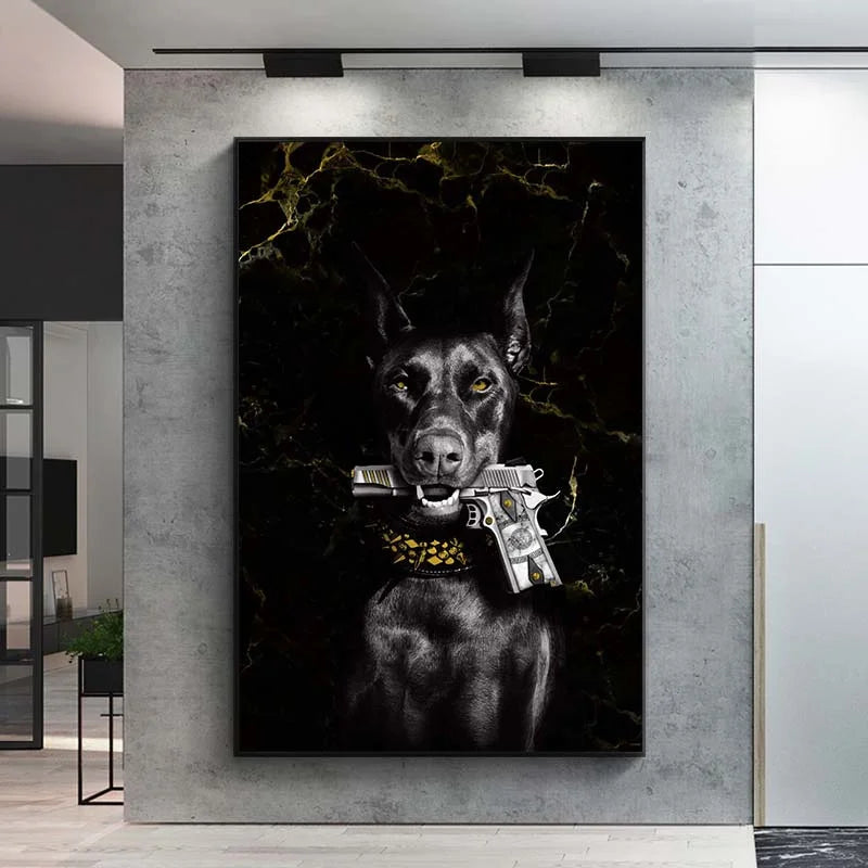 Doberman Gun Canvas Print