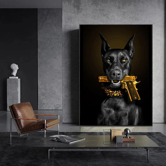 Doberman Gun Canvas Print