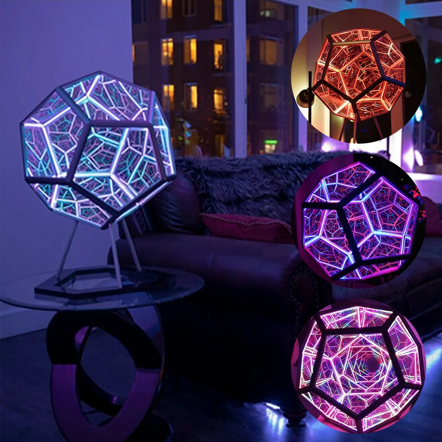 Large Remote Control Infinity Dodecahedron Lamp