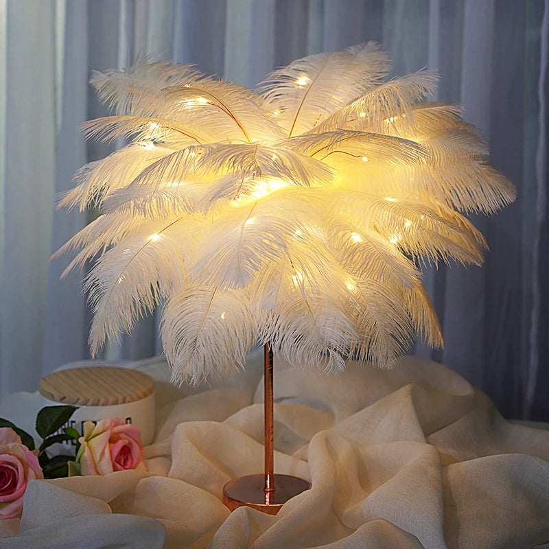 Bedside Feather Lamp