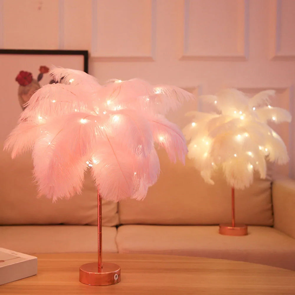 Bedside Feather Lamp