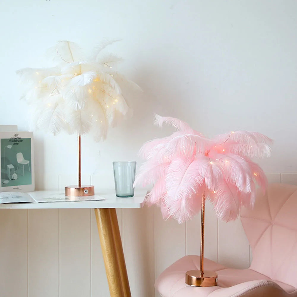 Bedside Feather Lamp