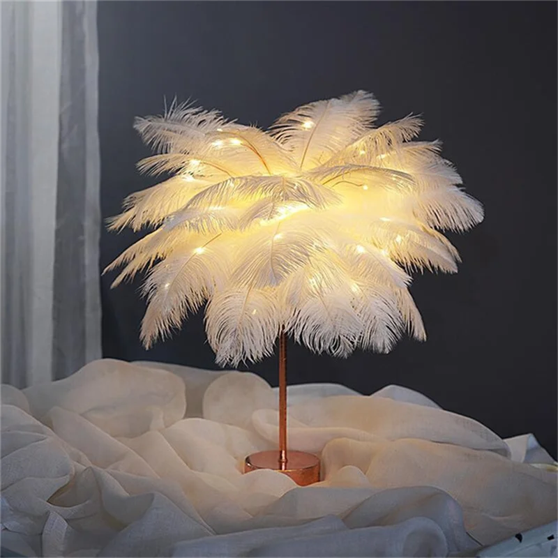 Bedside Feather Lamp