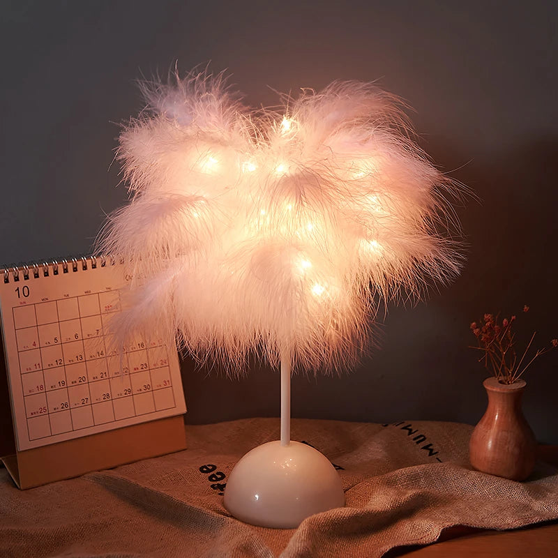 Bedside Feather Lamp