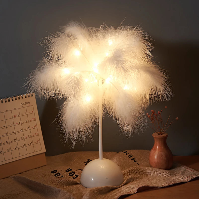 Bedside Feather Lamp