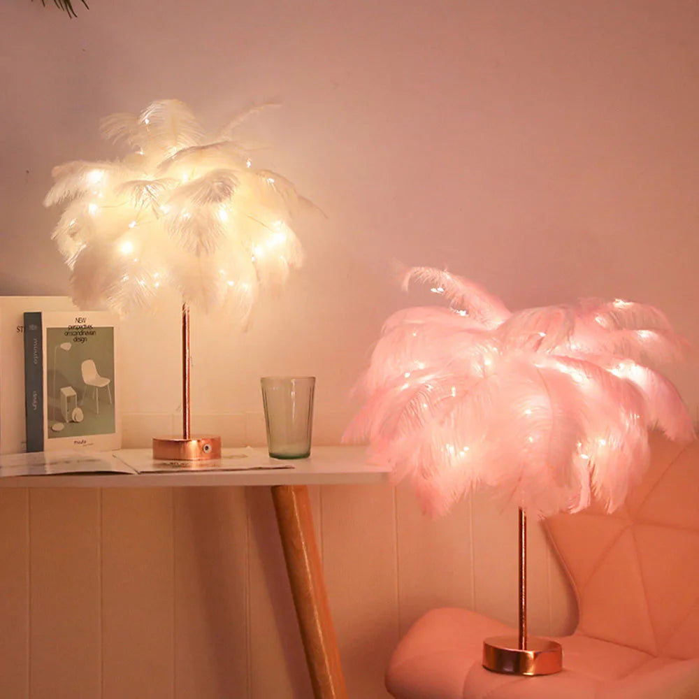 Bedside Feather Lamp