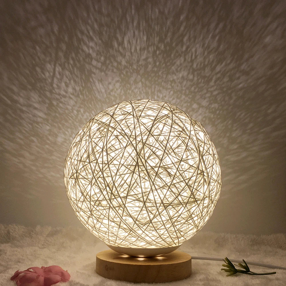 Rattan Ball Bedside Lamp