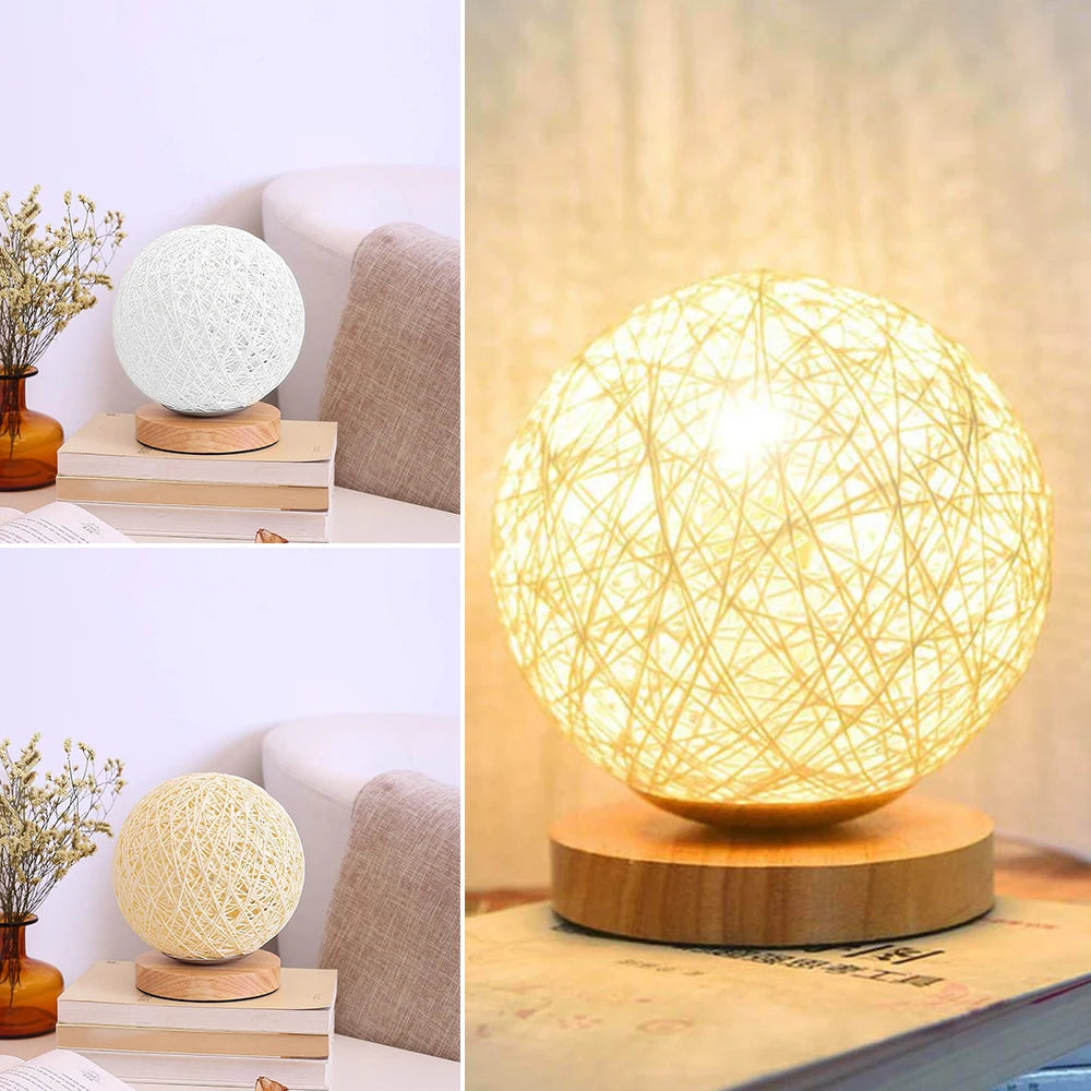 Rattan Ball Bedside Lamp