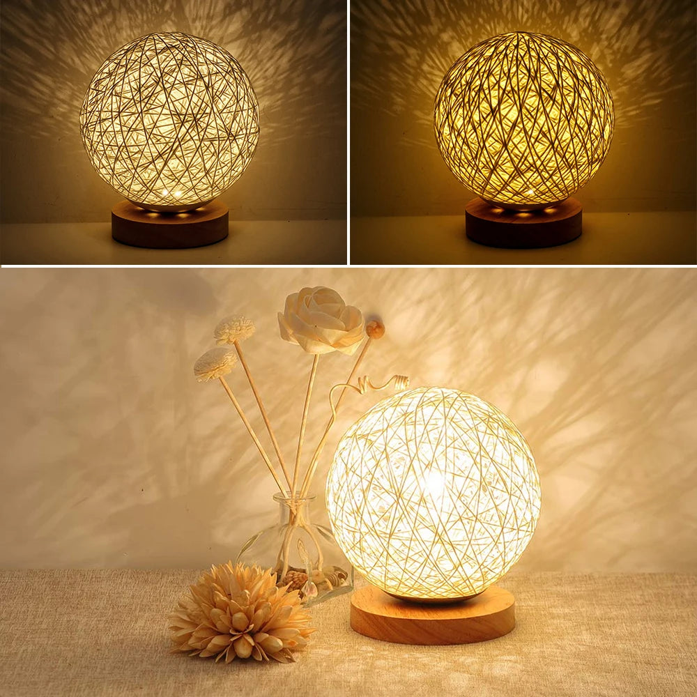 Rattan Ball Bedside Lamp