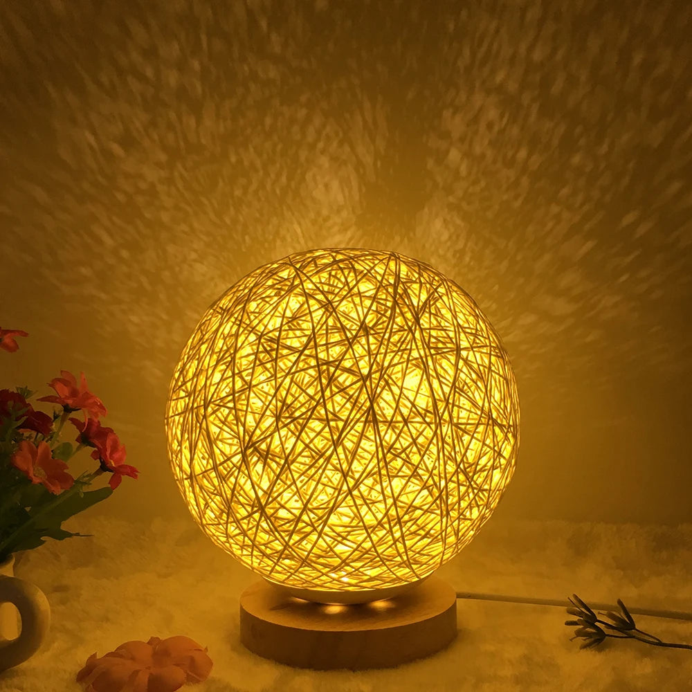 Rattan Ball Bedside Lamp