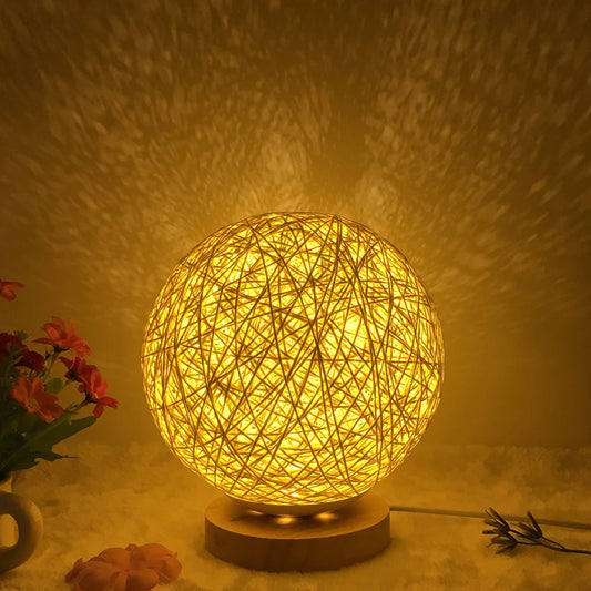 Rattan Ball Bedside Lamp