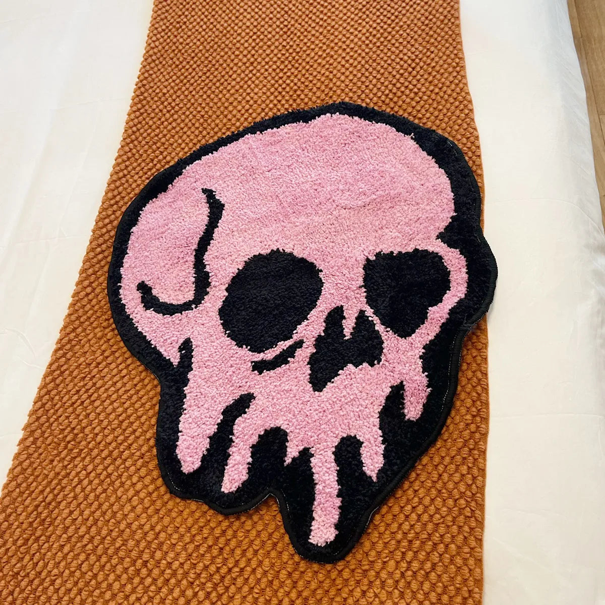 Pink Melting Skull Bedroom Rug- 70 X 54cm