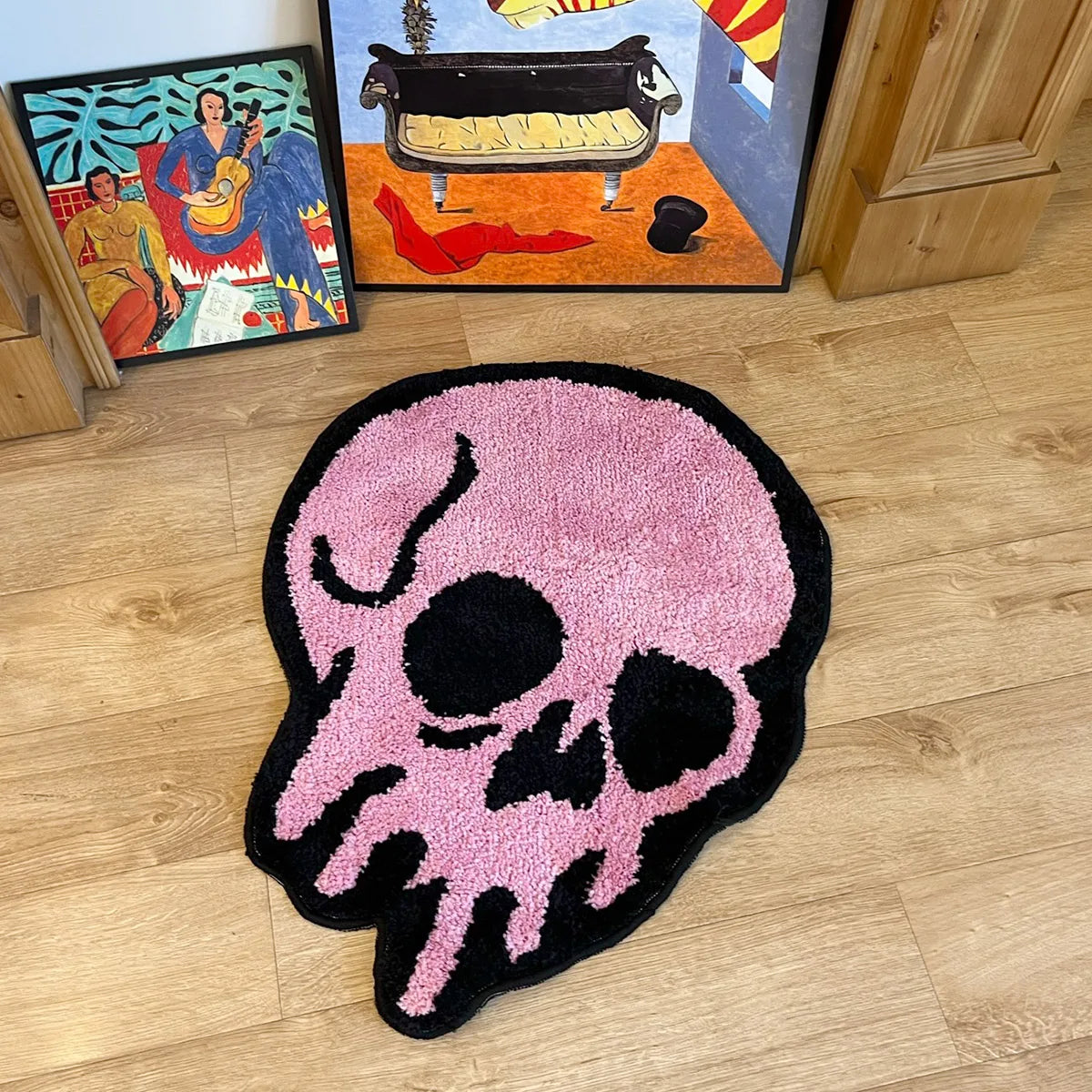 Pink Melting Skull Bedroom Rug- 70 X 54cm