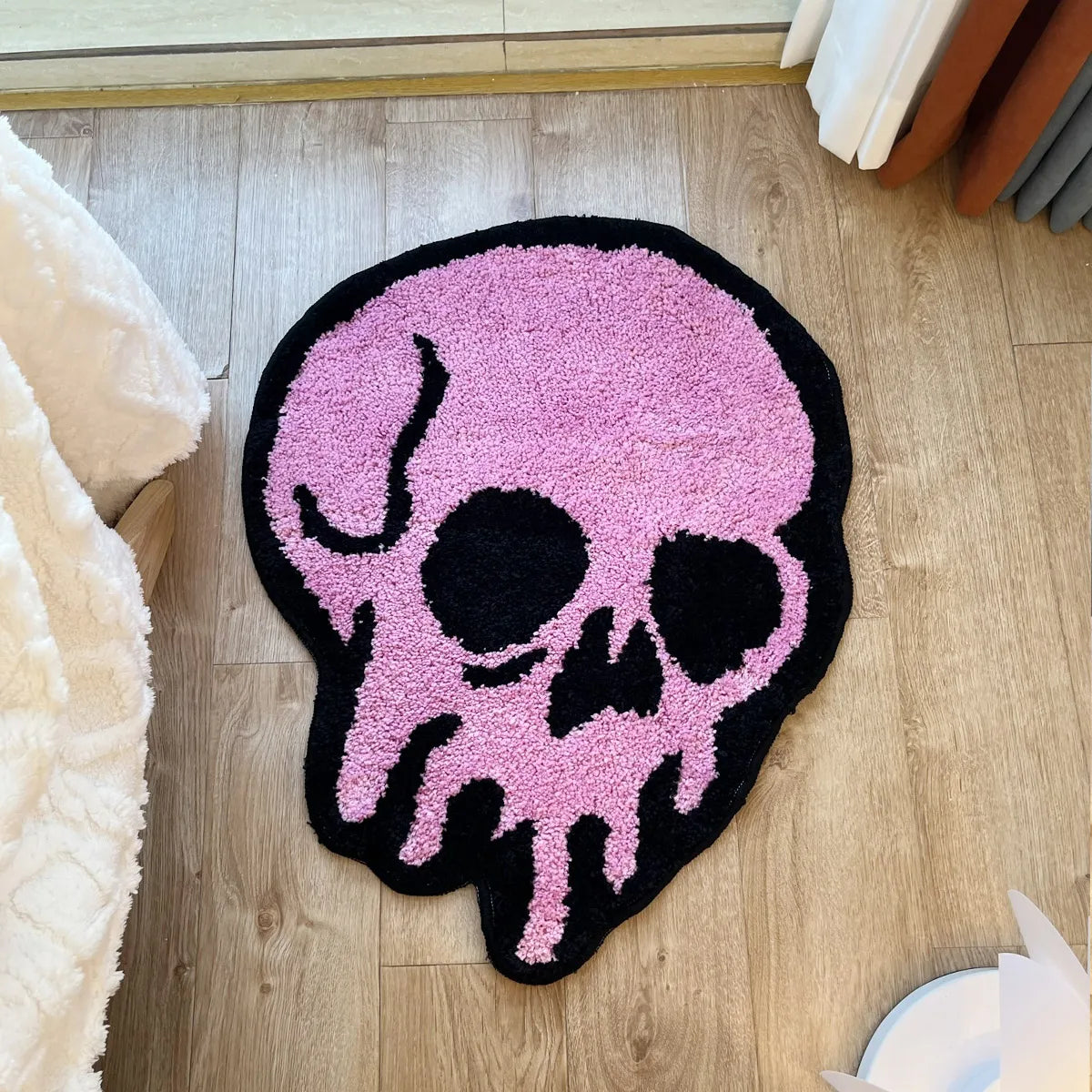 Pink Melting Skull Bedroom Rug- 70 X 54cm