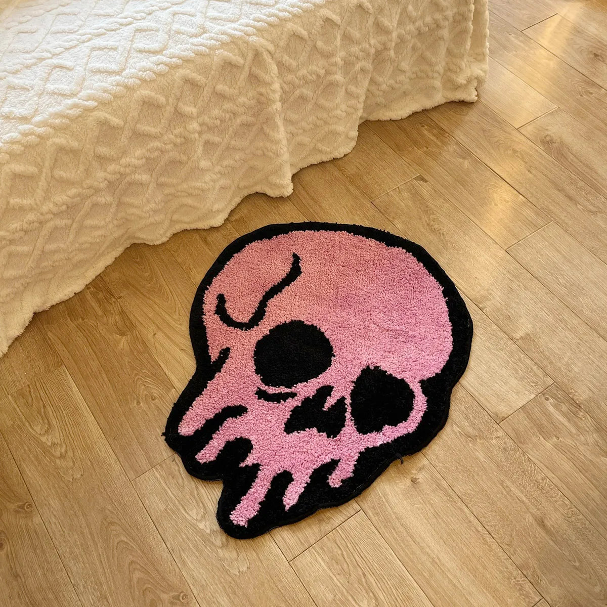 Pink Melting Skull Bedroom Rug- 70 X 54cm