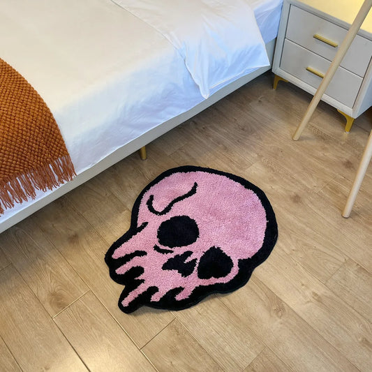 Pink Melting Skull Bedroom Rug- 70 X 54cm