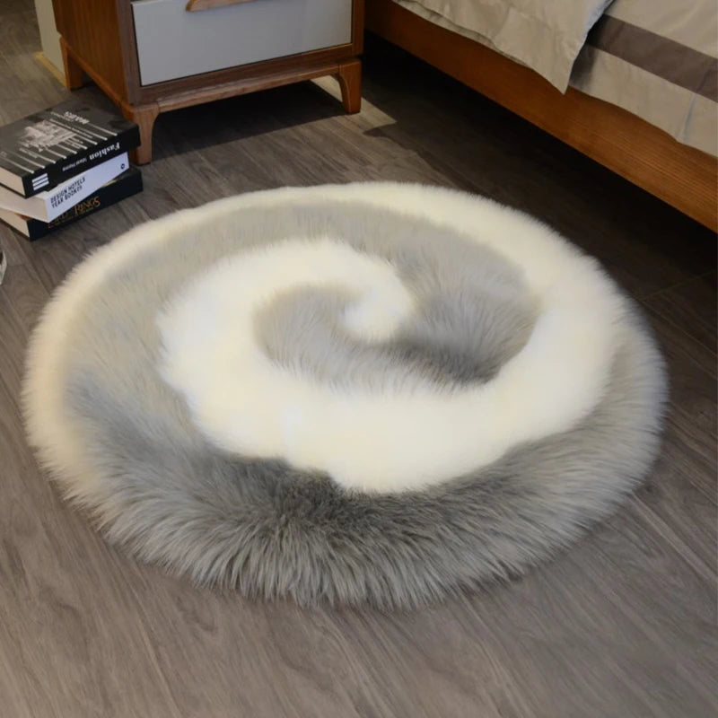 Washable Faux Fur Spiral Rug