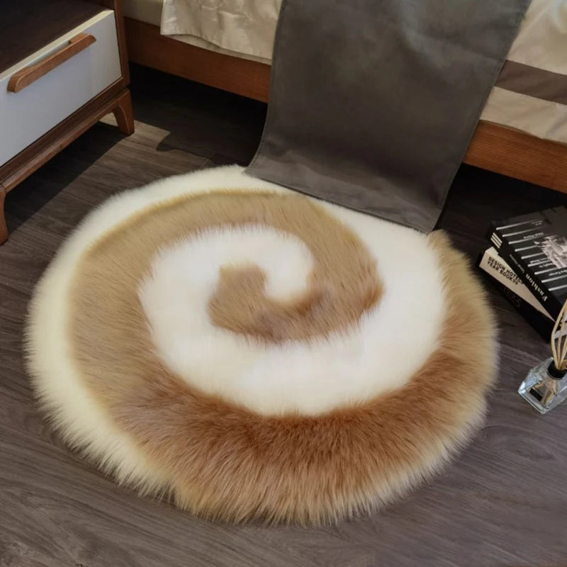 Washable Faux Fur Spiral Rug