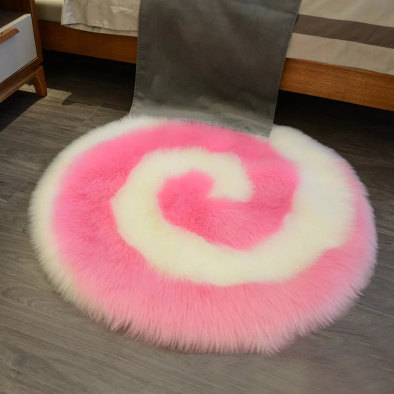 Washable Faux Fur Spiral Rug