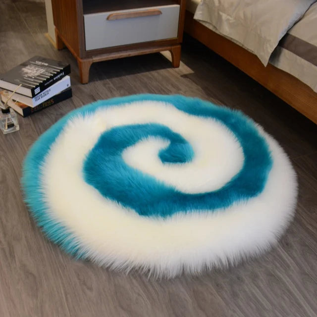 Washable Faux Fur Spiral Rug