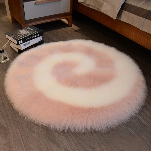 Washable Faux Fur Spiral Rug