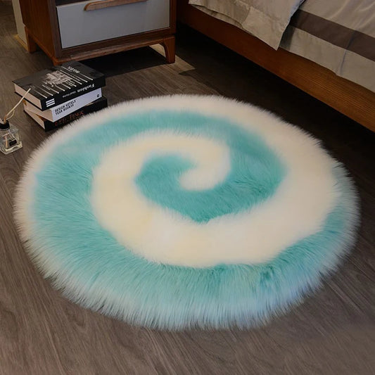 Washable Faux Fur Spiral Rug